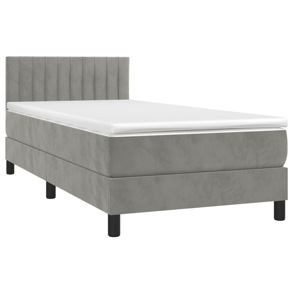 Sommier à lattes de lit et matelas et LED Gris clair 80x200cm - XIOS