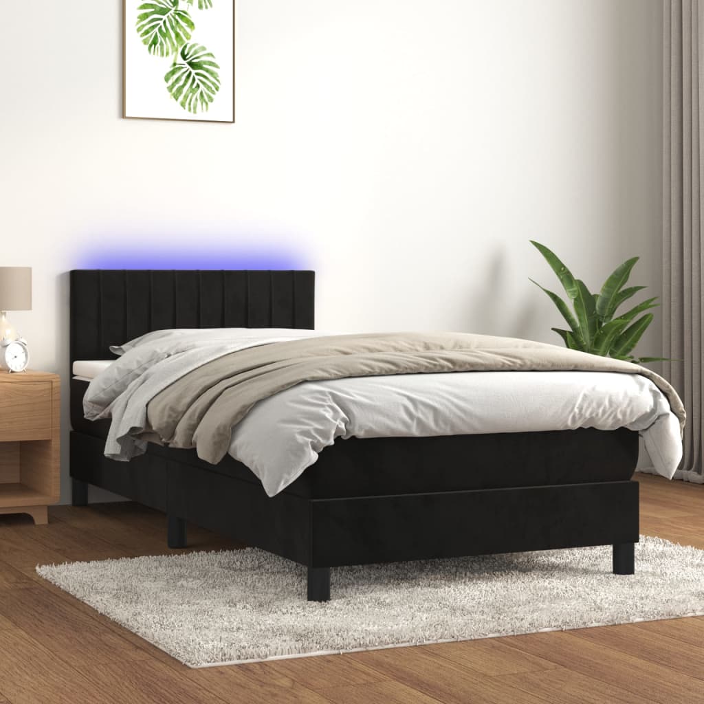Sommier à lattes de lit avec matelas et LED Noir 80x200cm - XIOS