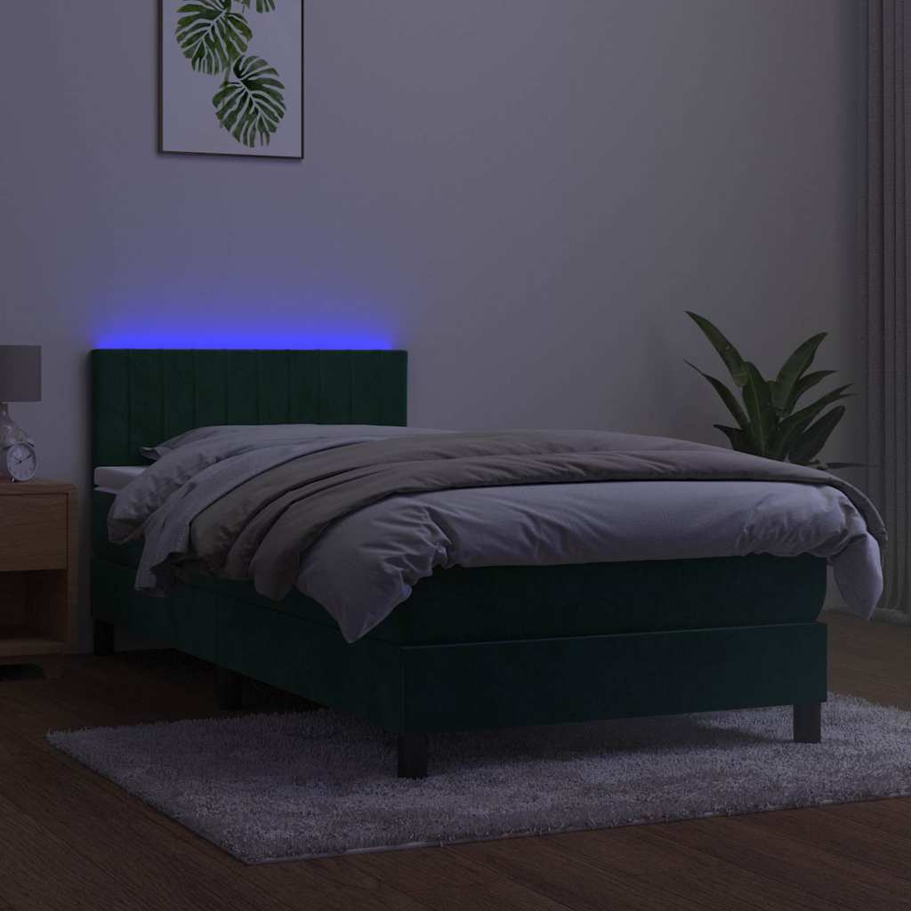 Sommier à lattes de lit et matelas et LED Vert foncé 80x200cm - XIOS