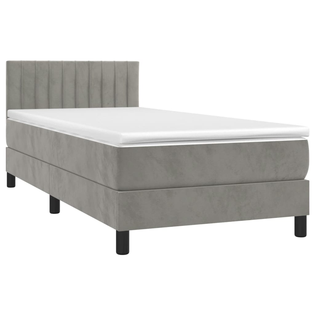 Sommier à lattes de lit et matelas et LED Gris clair 90x190cm - XIOS