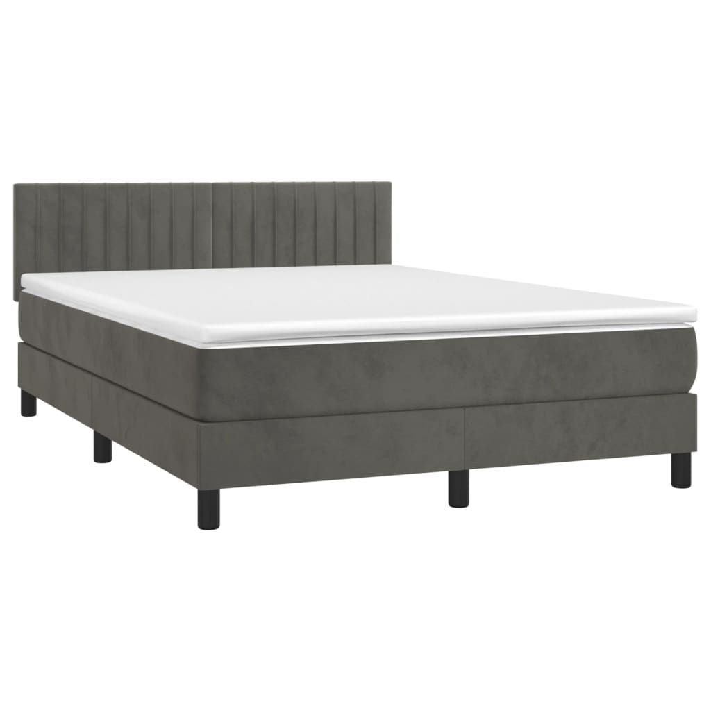 Sommier à lattes de lit avec matelas LED Gris foncé 140x190 cm - XIOS