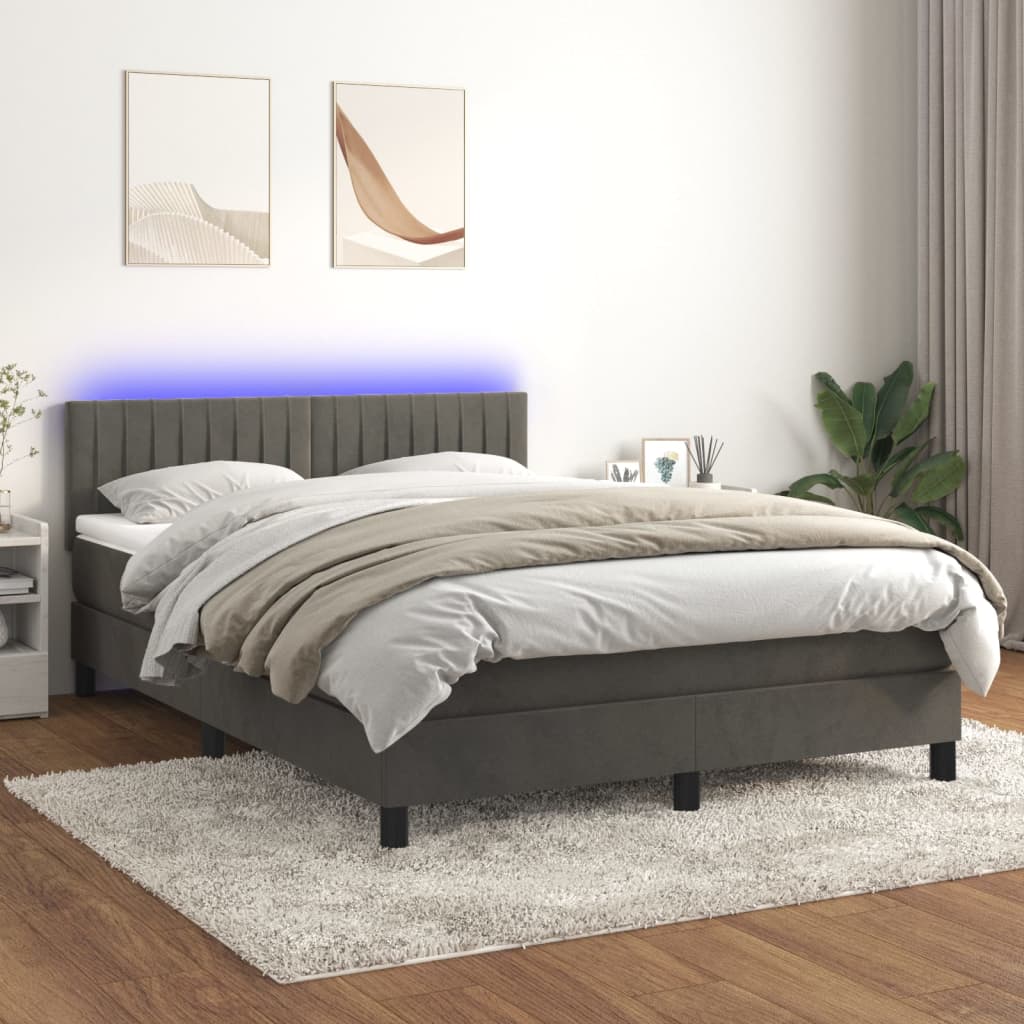 Sommier à lattes de lit avec matelas LED Gris foncé 140x190 cm - XIOS