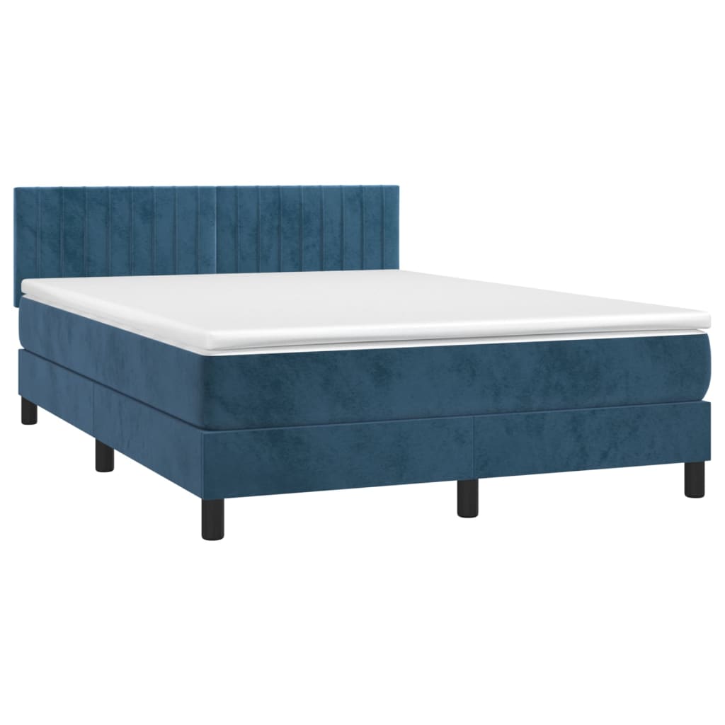 Sommier à lattes de lit avec matelas LED Bleu foncé 140x200 cm - XIOS