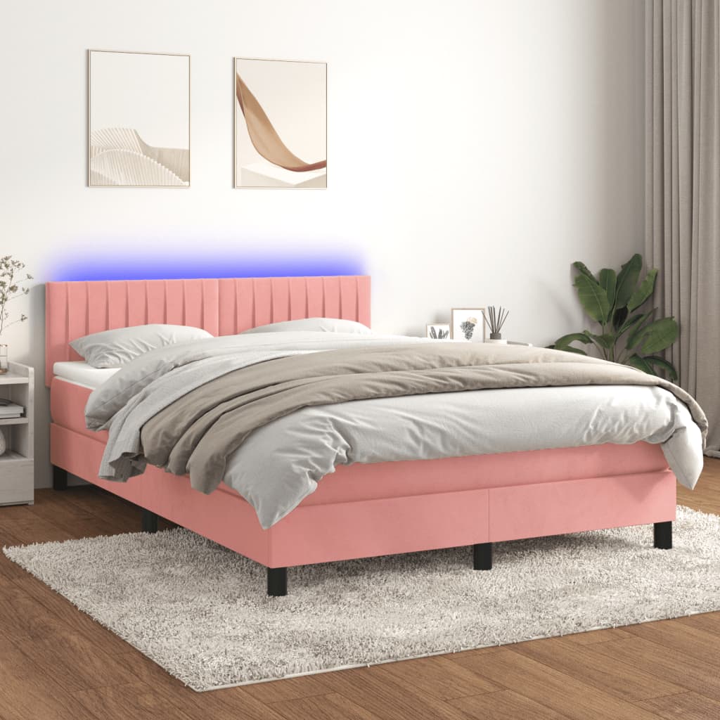 Sommier à lattes de lit avec matelas et LED Rose 140x200 cm - XIOS