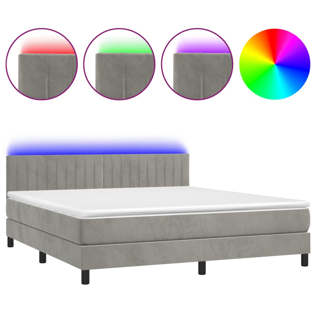 Sommier à lattes de lit avec matelas LED Gris clair 180x200 cm - XIOS