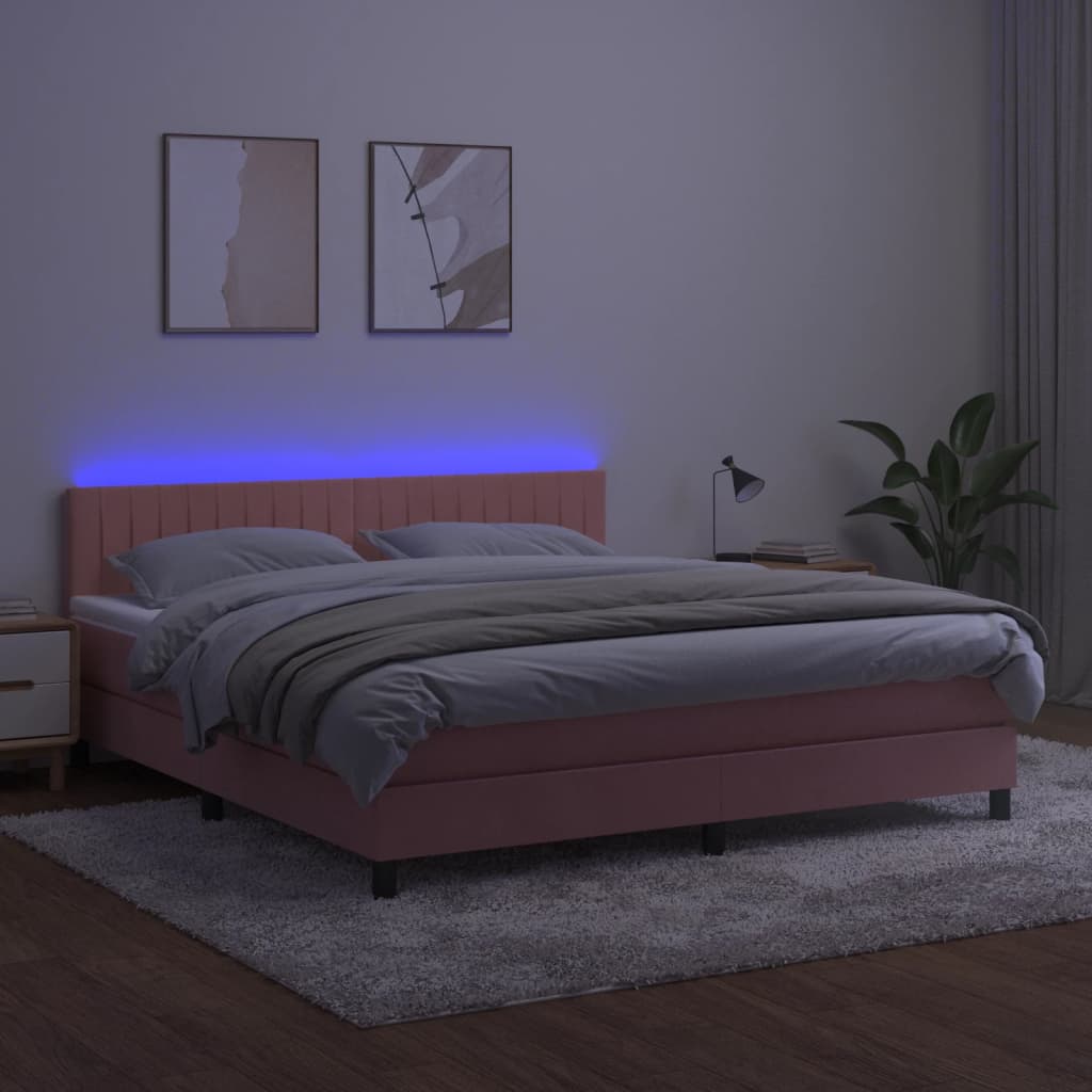 Sommier à lattes de lit avec matelas et LED Rose 180x200 cm - XIOS