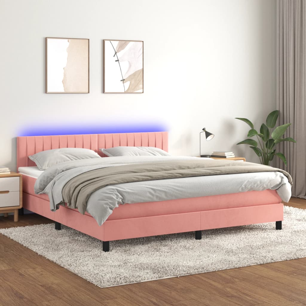 Sommier à lattes de lit avec matelas et LED Rose 180x200 cm - XIOS