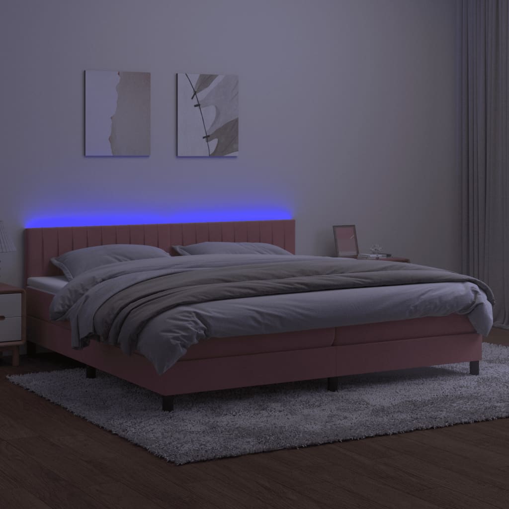 Sommier à lattes de lit avec matelas et LED Rose 200x200 cm - XIOS