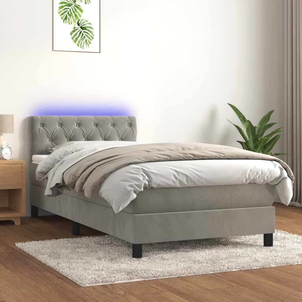 Sommier à lattes de lit avec matelas et LED Gris clair 80x200cm - XIOS