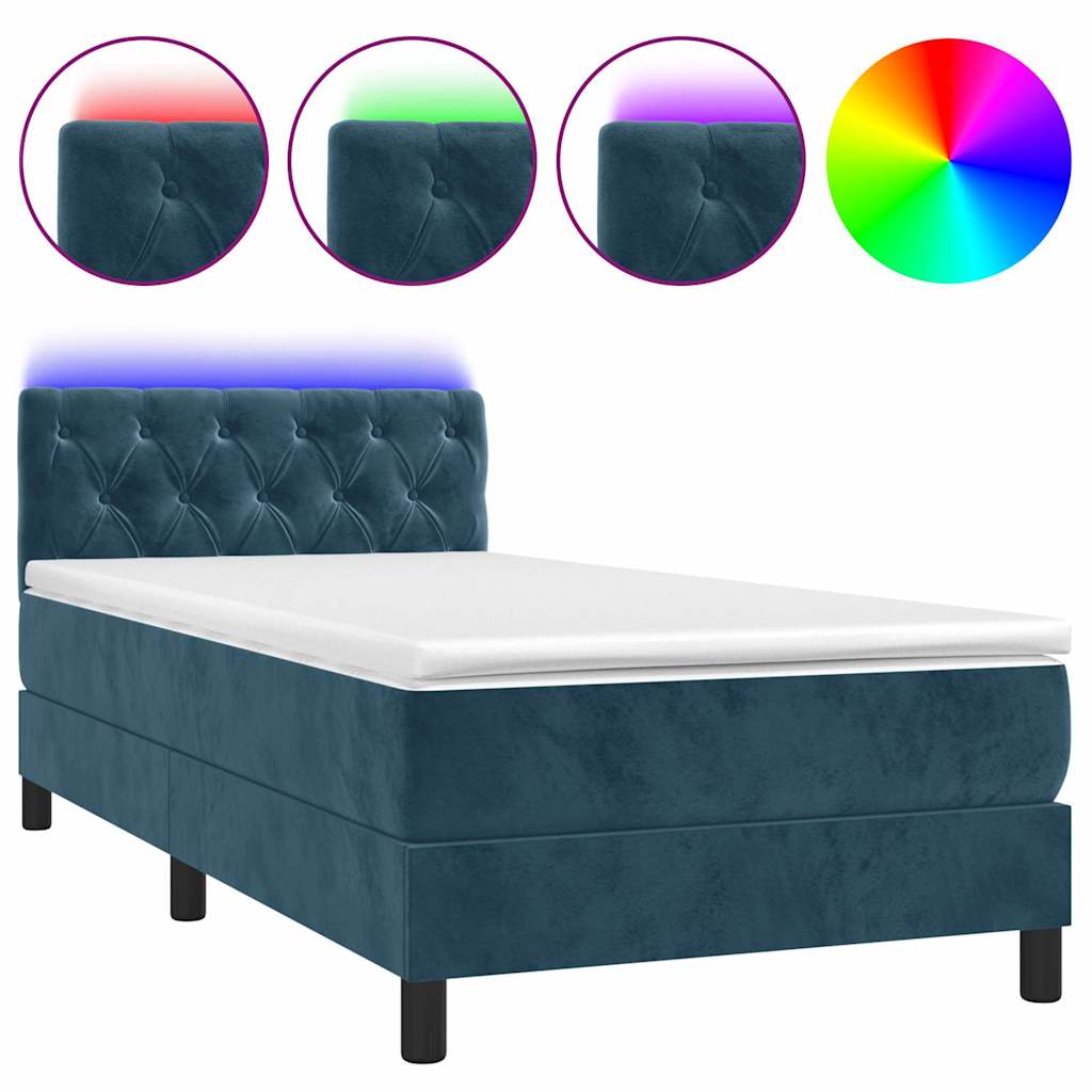 Sommier à lattes de lit avec matelas et LED Bleu foncé 80x200cm - XIOS