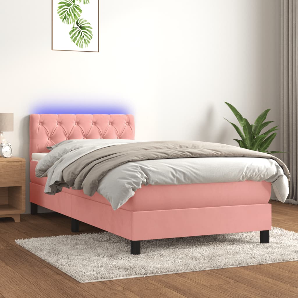 Sommier à lattes de lit avec matelas et LED Rose 80x200 cm - XIOS