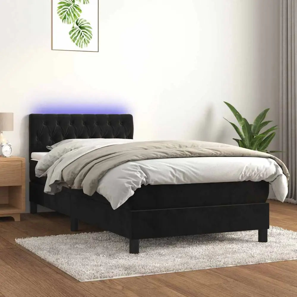 Sommier à lattes de lit avec matelas et LED Noir 90x200 cm - XIOS Store SNC
