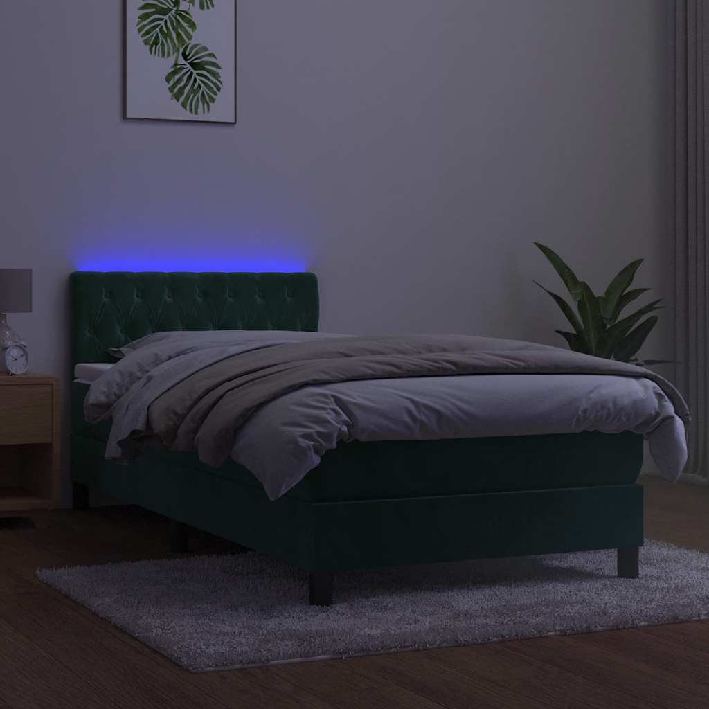 Sommier à lattes de lit avec matelas et LED Vert foncé 90x200cm - XIOS