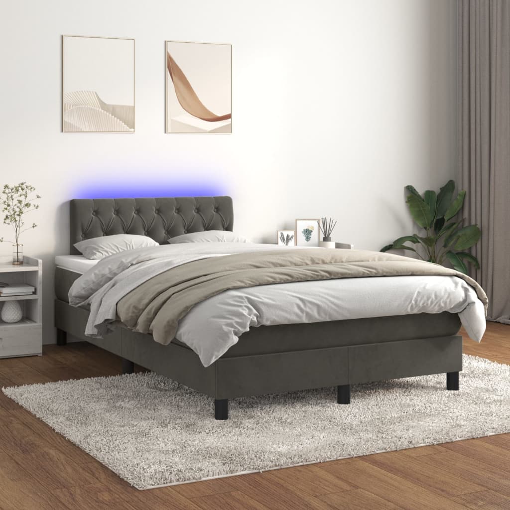 Sommier à lattes de lit avec matelas LED Gris foncé 120x200 cm - XIOS
