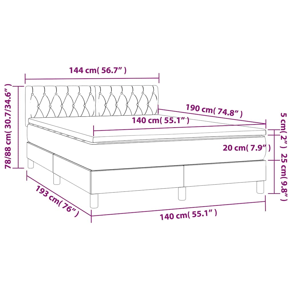 Sommier à lattes de lit avec matelas LED Vert foncé 140x190 cm - XIOS