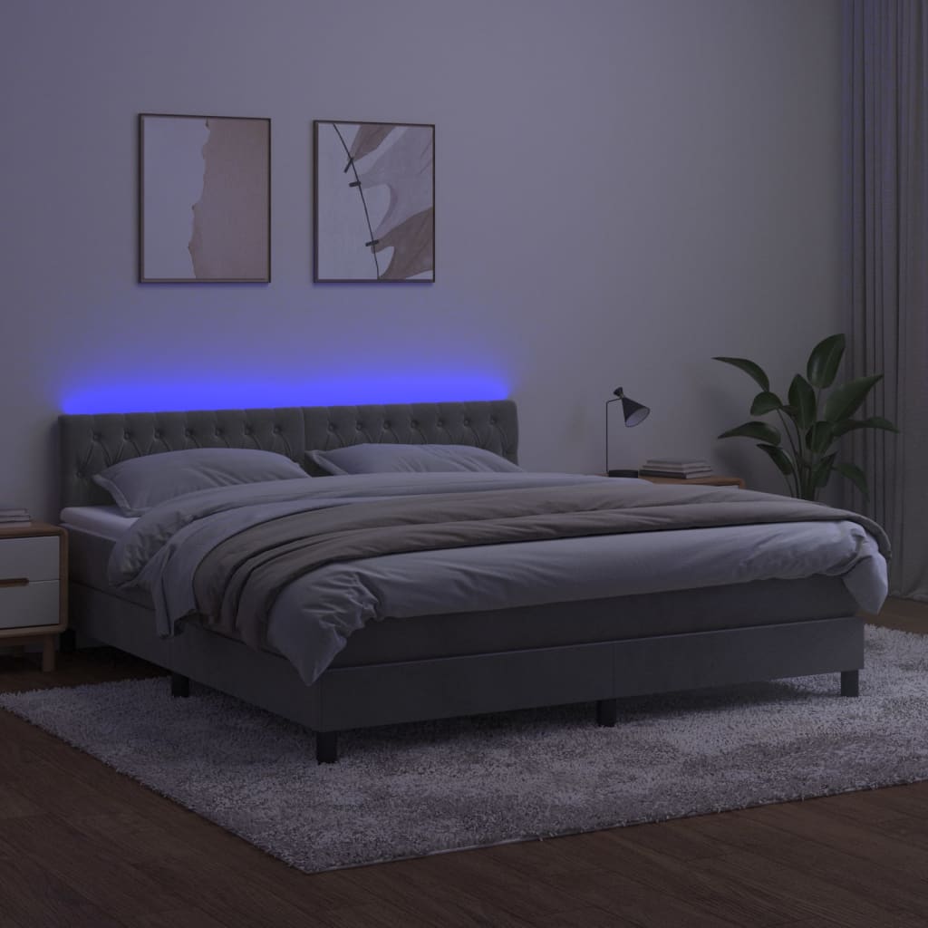 Sommier à lattes de lit avec matelas LED Gris clair 160x200 cm - XIOS