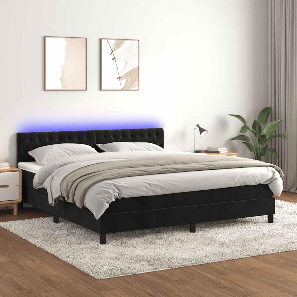 Sommier à lattes de lit avec matelas et LED Noir 180x200 cm - XIOS