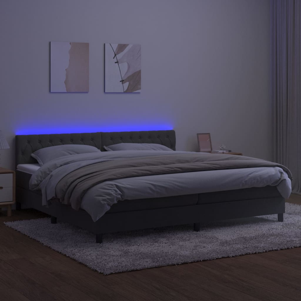 Sommier à lattes de lit avec matelas LED Gris foncé 200x200 cm - XIOS