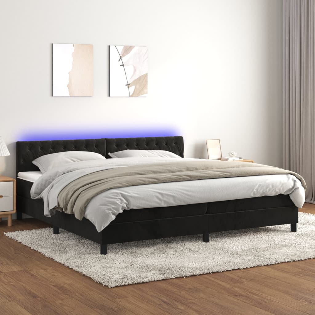 Sommier à lattes de lit avec matelas et LED Noir 200x200 cm - XIOS