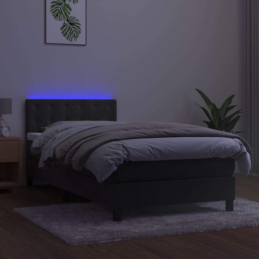 Sommier à lattes de lit avec matelas et LED Gris foncé 80x200cm - XIOS