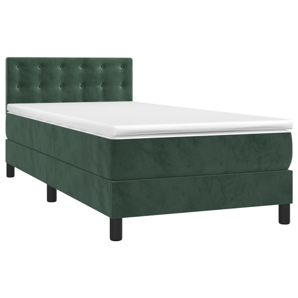 Sommier à lattes de lit avec matelas et LED Vert foncé 80x200cm - XIOS