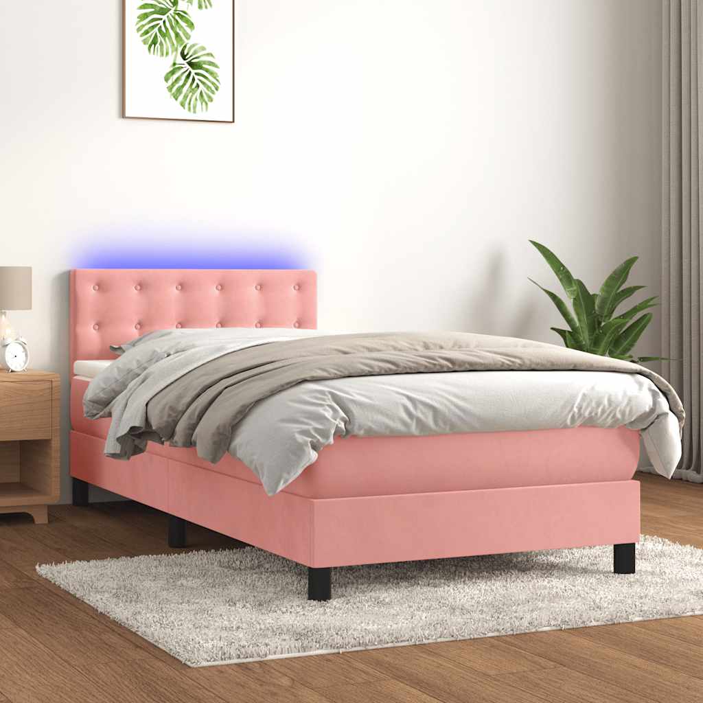 Sommier à lattes de lit avec matelas et LED Rose 80x200 cm - XIOS