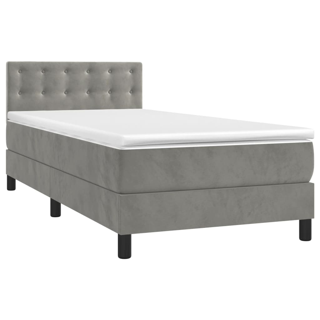 Sommier à lattes de lit avec matelas et LED Gris clair 90x200cm - XIOS