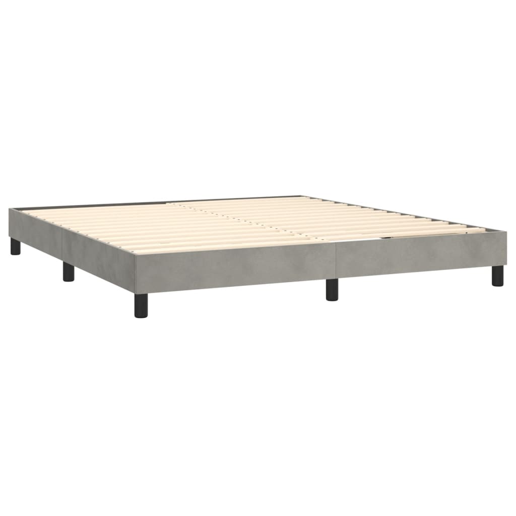 Sommier à lattes de lit matelas et LED Gris clair 160x200 cm - XIOS