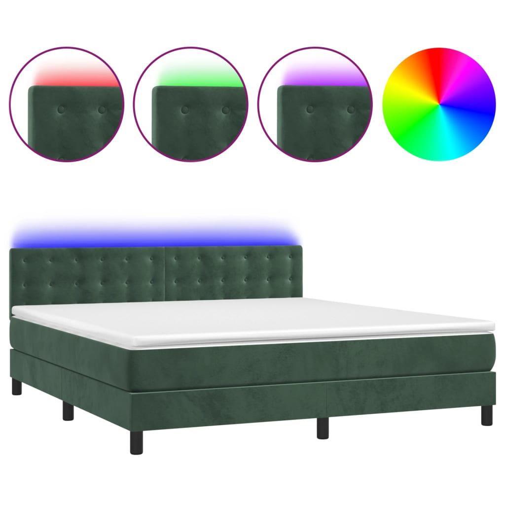 Sommier à lattes de lit matelas et LED Vert foncé 160x200 cm - XIOS