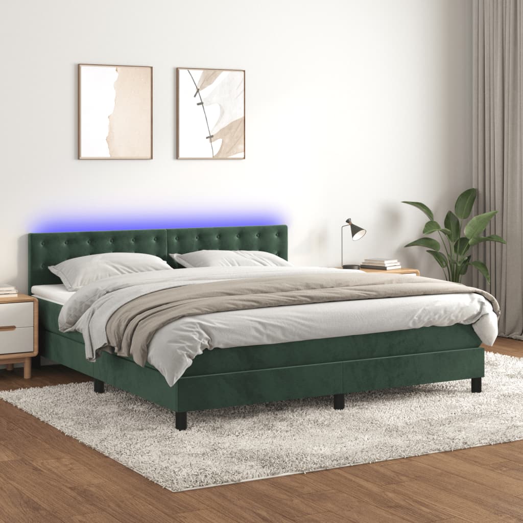 Sommier à lattes de lit matelas et LED Vert foncé 160x200 cm - XIOS
