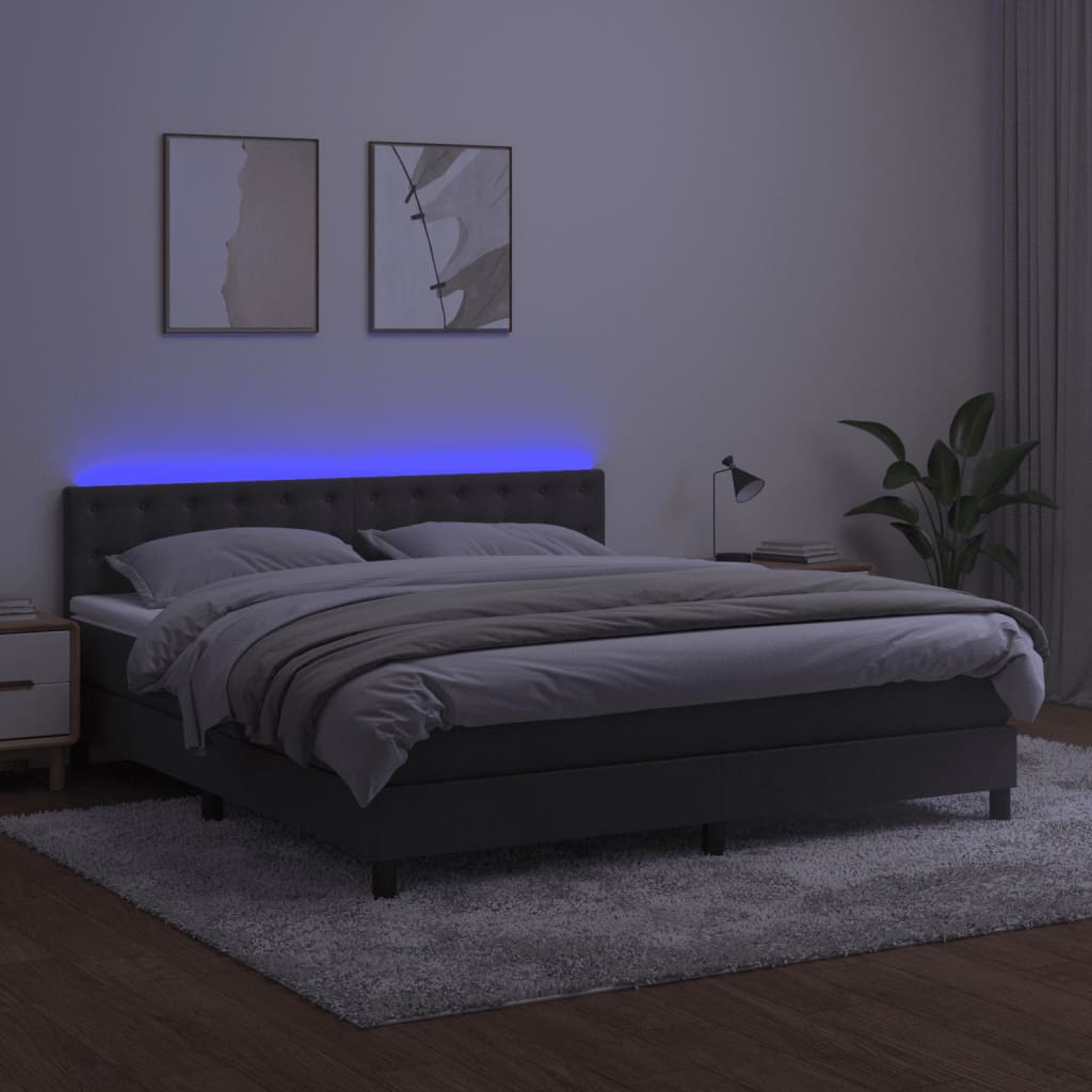 Sommier à lattes de lit matelas et LED Gris foncé 180x200 cm - XIOS