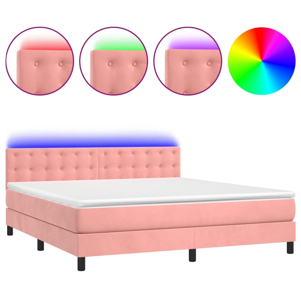 Sommier à lattes de lit avec matelas et LED Rose 180x200 cm - XIOS