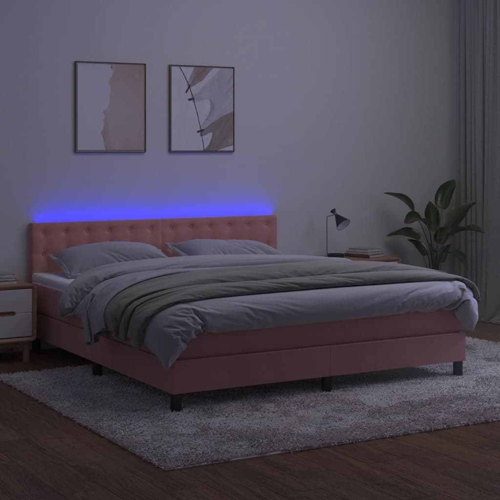 Sommier à lattes de lit avec matelas et LED Rose 180x200 cm - XIOS