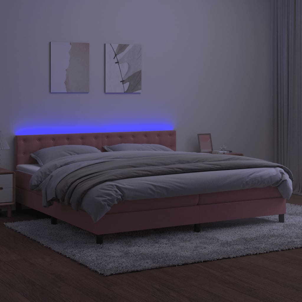 Sommier à lattes de lit avec matelas et LED Rose 200x200 cm - XIOS