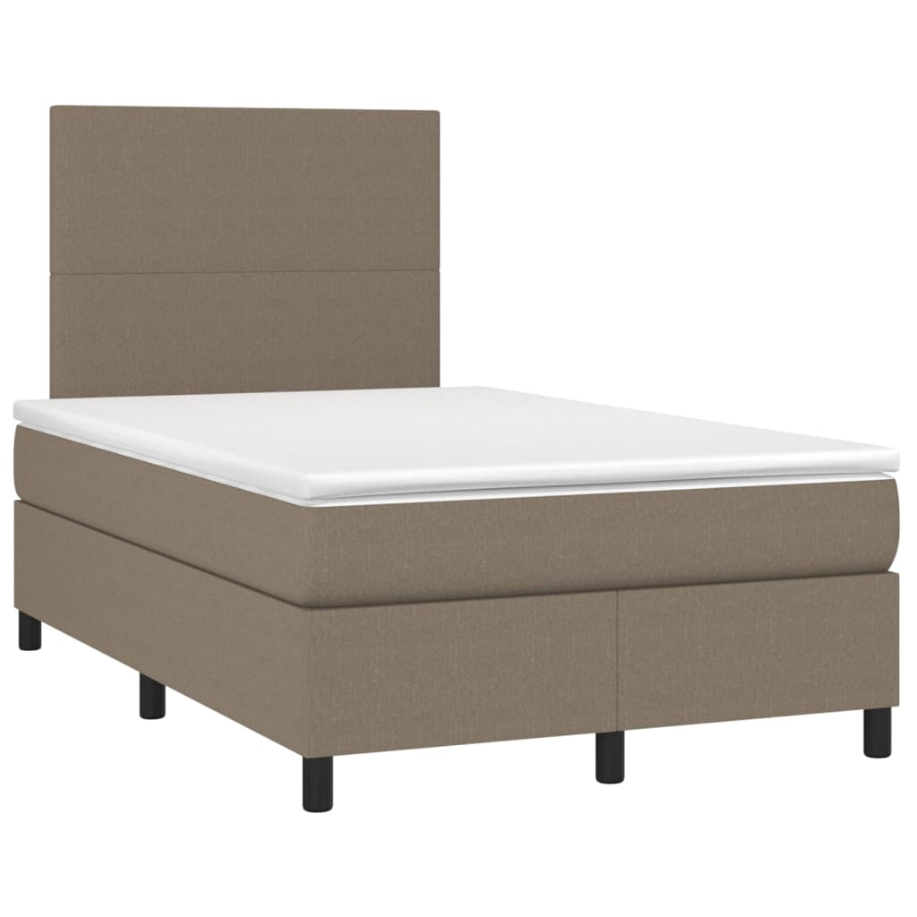 Sommier à lattes de lit et matelas et LED Taupe 120x200cm Tissu - XIOS