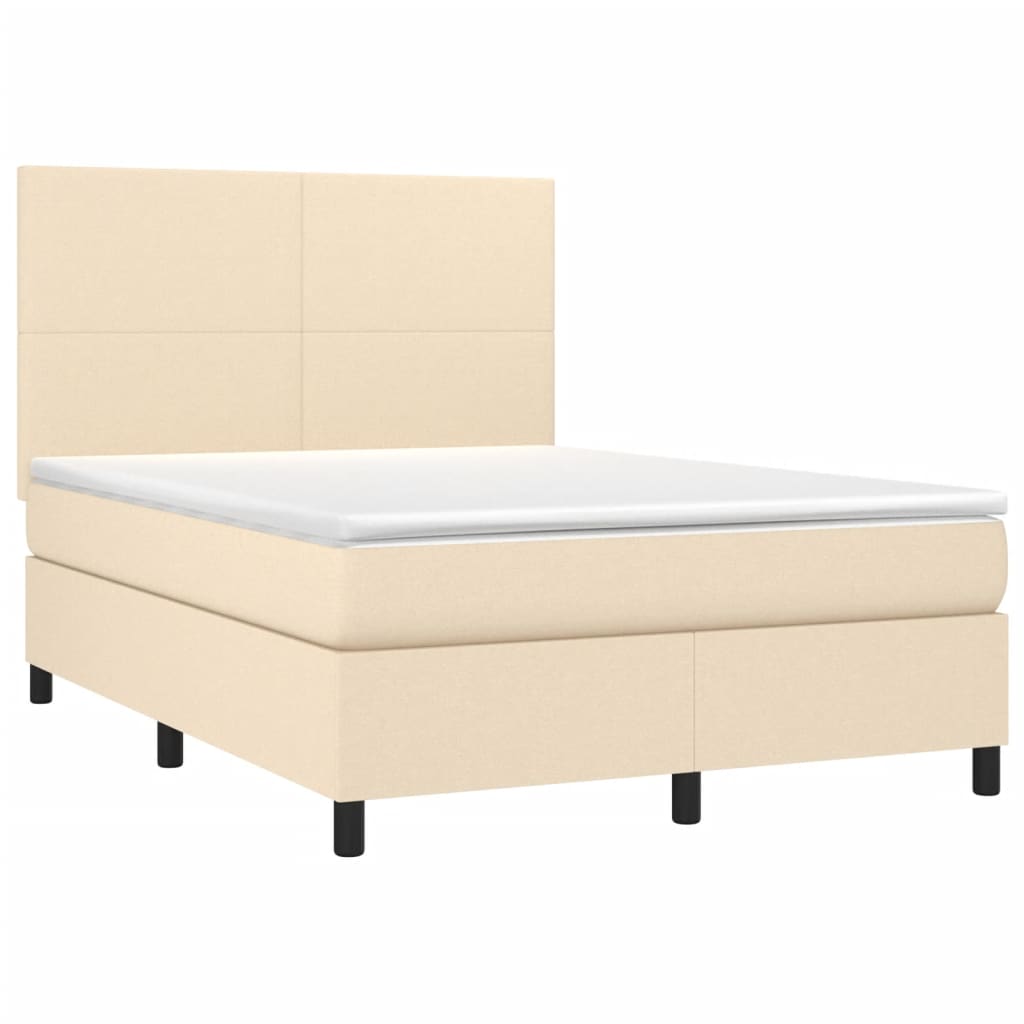 Sommier à lattes de lit et matelas et LED Crème 140x190cm Tissu - XIOS