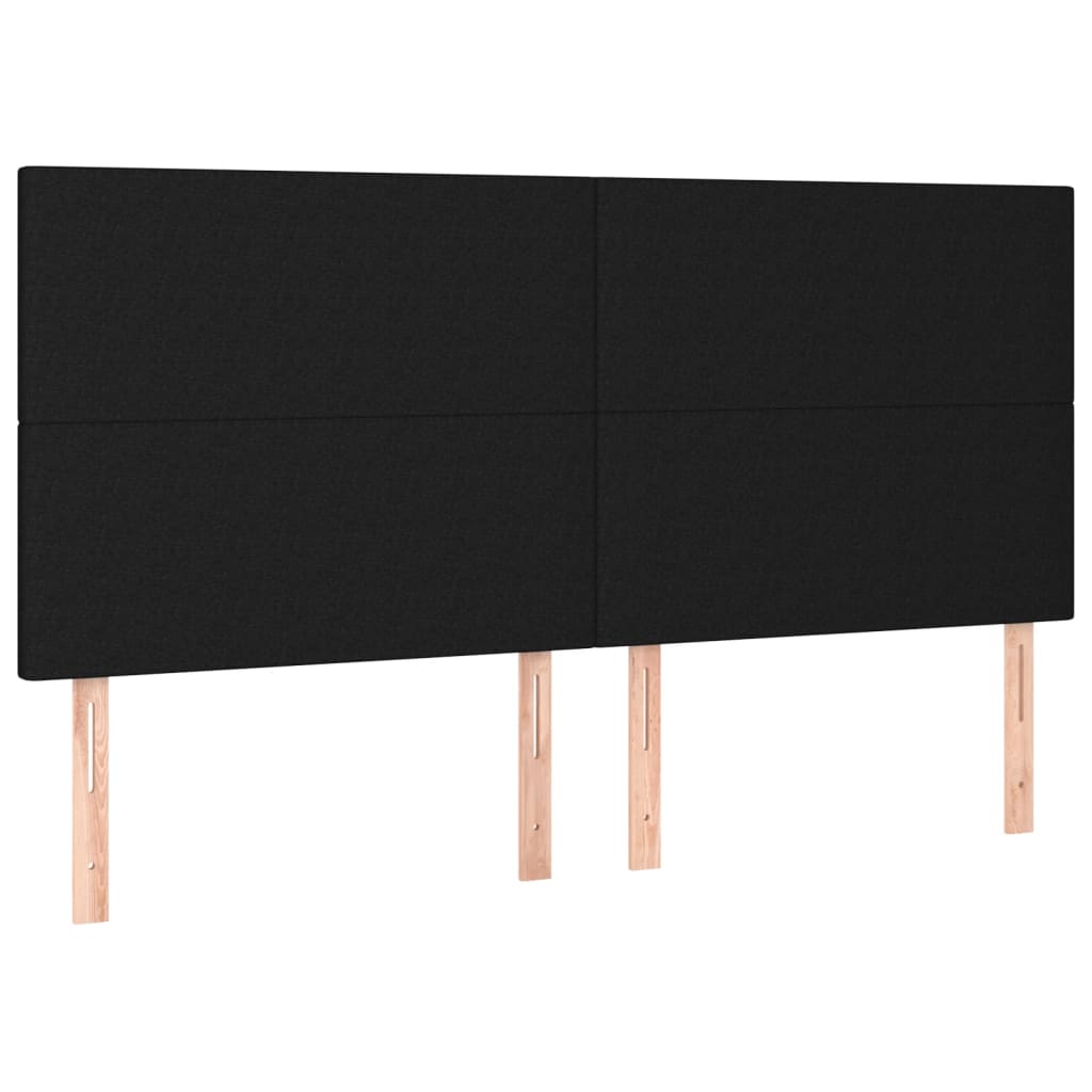 Sommier à lattes de lit et matelas et LED Noir 160x200 cm Tissu - XIOS