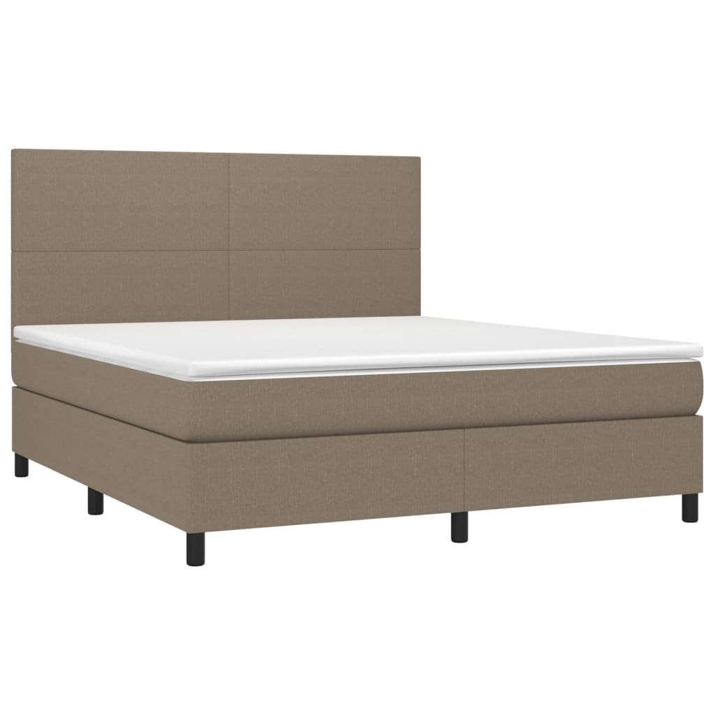 Sommier à lattes de lit et matelas et LED Taupe 160x200cm Tissu - XIOS