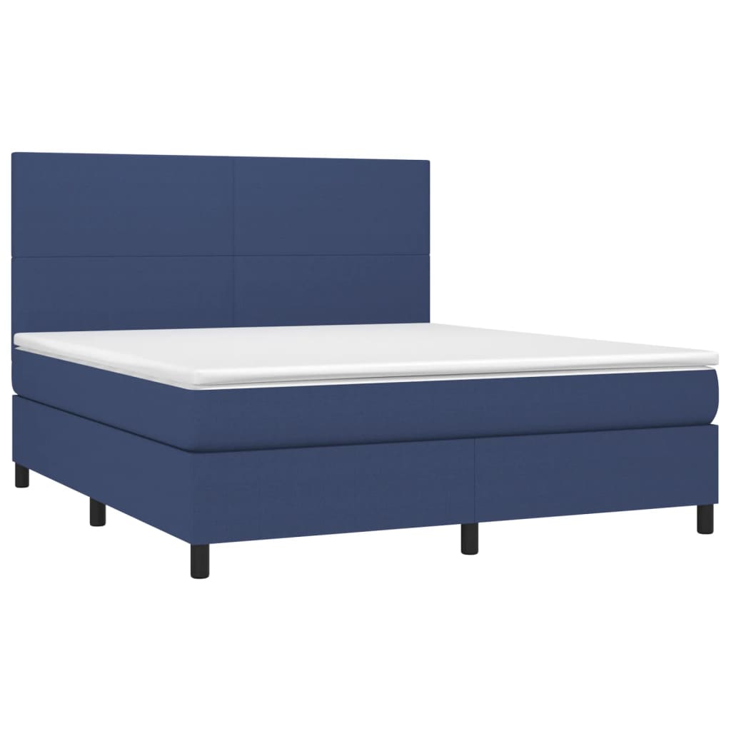 Sommier à lattes de lit et matelas et LED Bleu 160x200 cm Tissu - XIOS