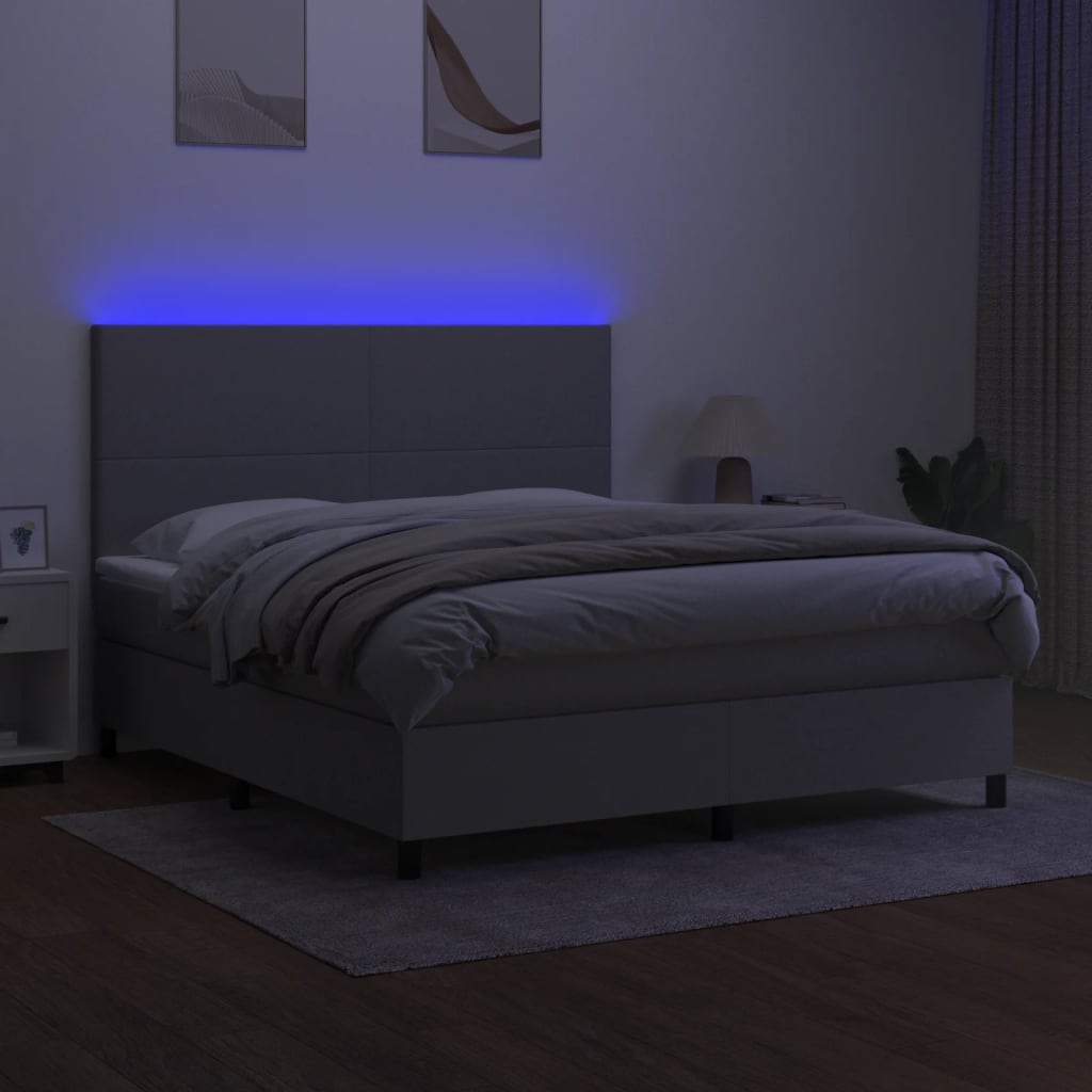 Sommier à lattes de lit et matelas et LED Gris clair 180x200 cm - XIOS