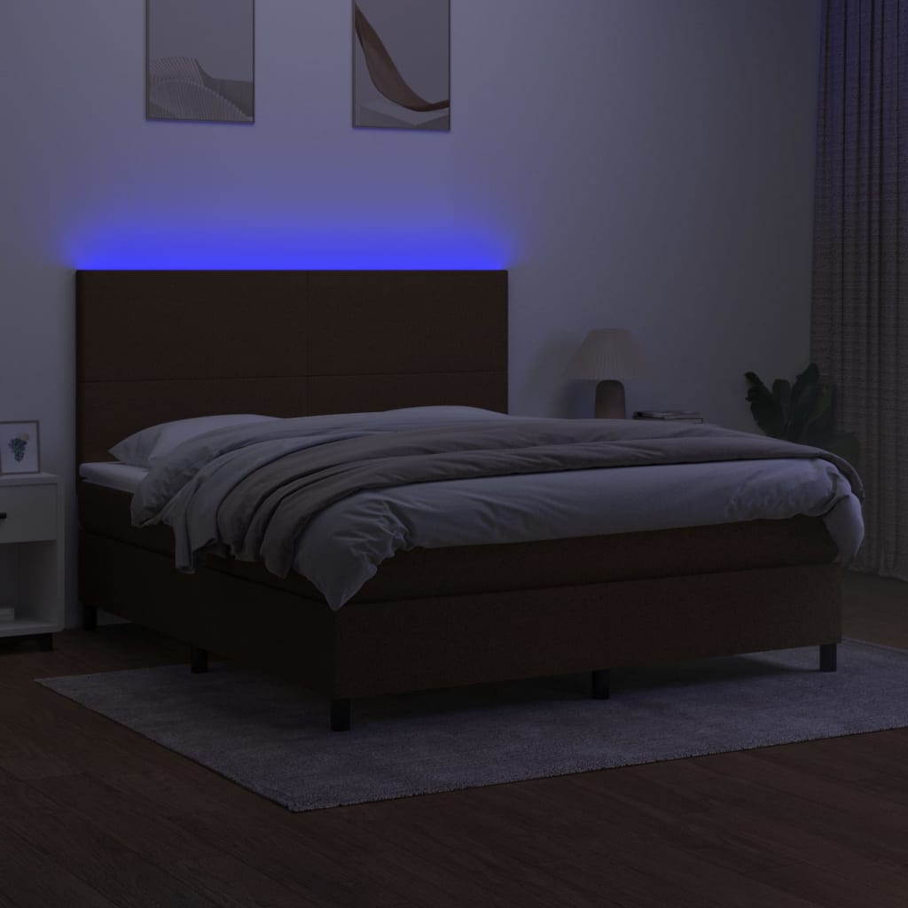 Sommier à lattes de lit matelas et LED Marron foncé 180x200 cm - XIOS