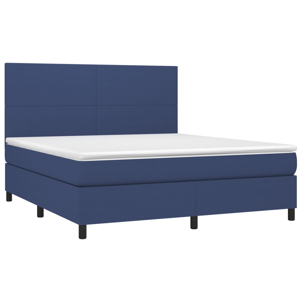 Sommier à lattes de lit et matelas et LED Bleu 180x200 cm Tissu - XIOS