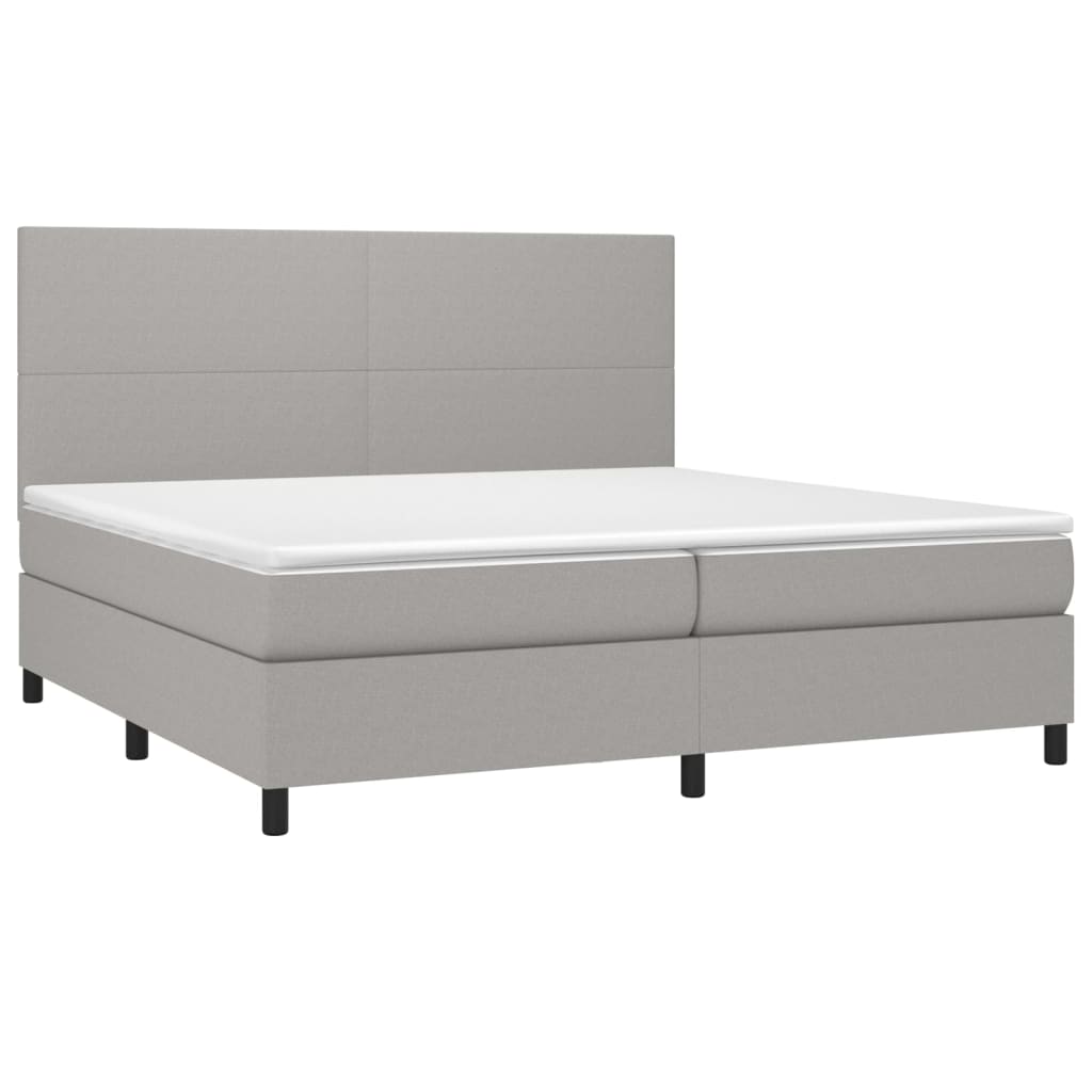 Sommier à lattes de lit et matelas et LED Gris clair 200x200 cm - XIOS