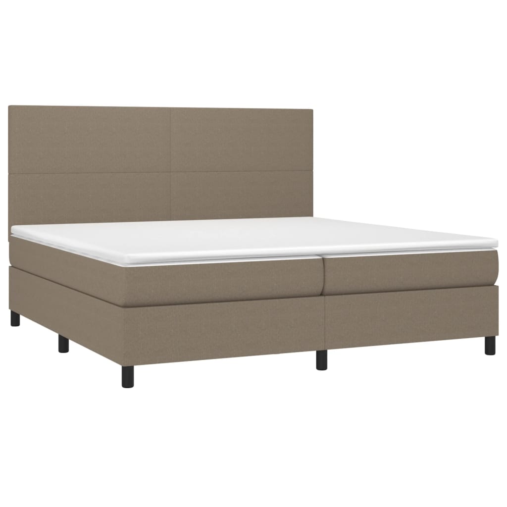 Sommier à lattes de lit et matelas et LED Taupe 200x200cm Tissu - XIOS