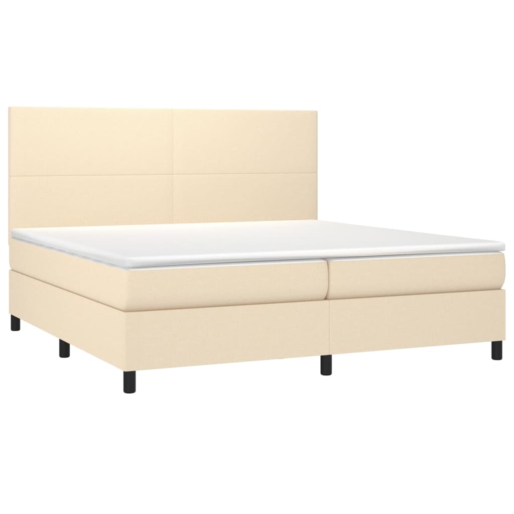 Sommier à lattes de lit et matelas et LED Crème 200x200cm Tissu - XIOS
