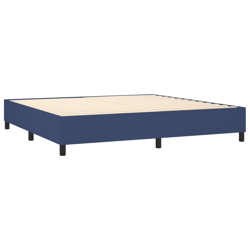 Sommier à lattes de lit et matelas et LED Bleu 200x200 cm Tissu - XIOS