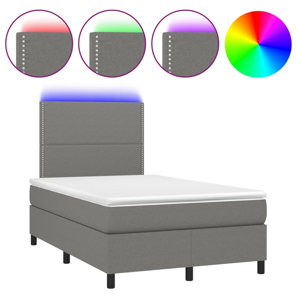 Sommier à lattes de lit et matelas et LED Gris foncé 120x200 cm - XIOS
