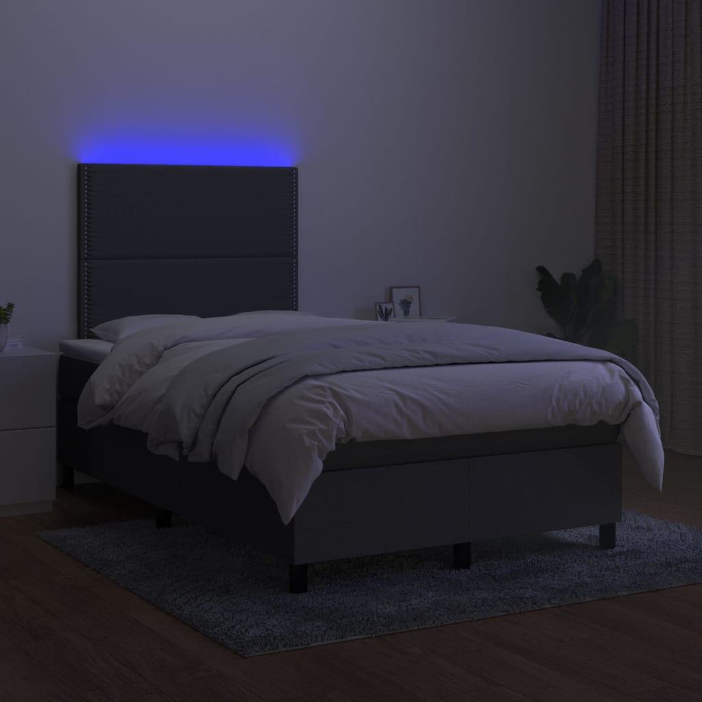 Sommier à lattes de lit et matelas et LED Gris foncé 120x200 cm - XIOS