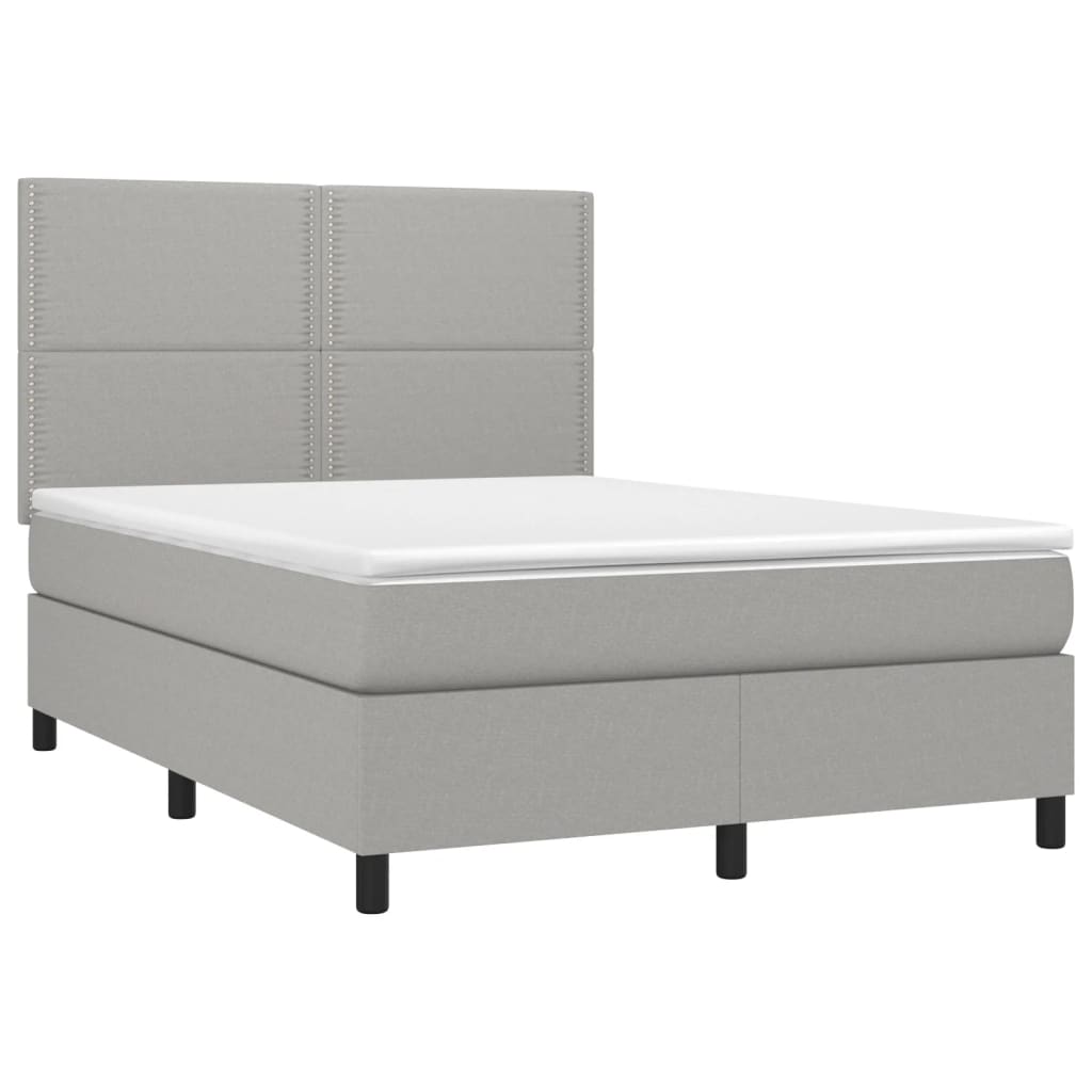 Sommier à lattes de lit et matelas et LED Gris clair 140x190 cm - XIOS