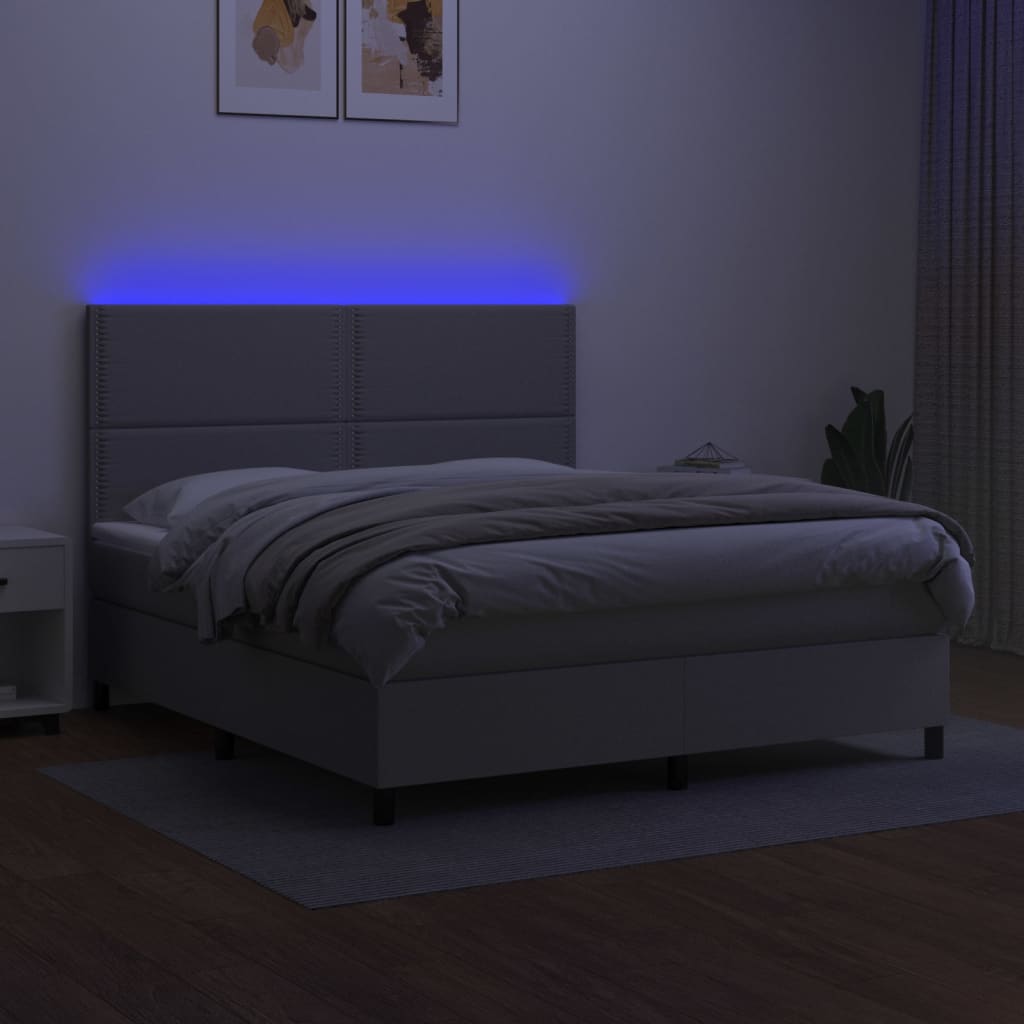 Sommier à lattes de lit et matelas et LED Gris clair 180x200 cm